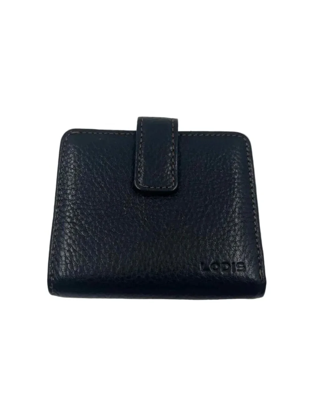 LODIS Women's Black Leather Small Pebbled Wallet